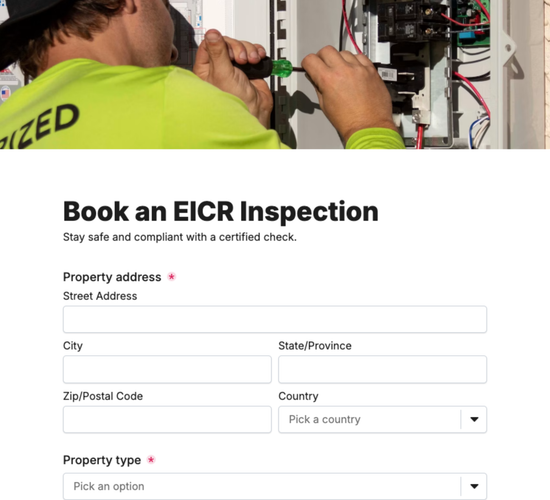 EICR Electrical Inspection Booking Form