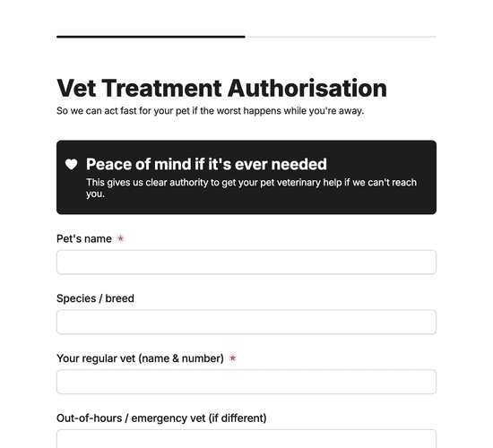 Vet Treatment Authorisation & Emergency Consent Form