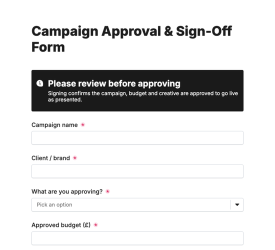 Campaign Approval & Sign-Off Form