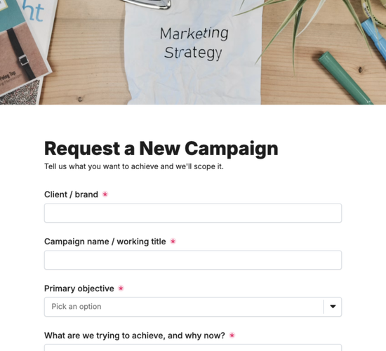 New Campaign Request Form