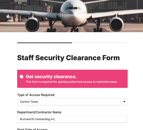 Security Clearance Request Form
