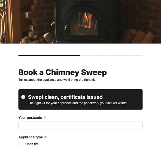 Chimney Sweep Booking Form