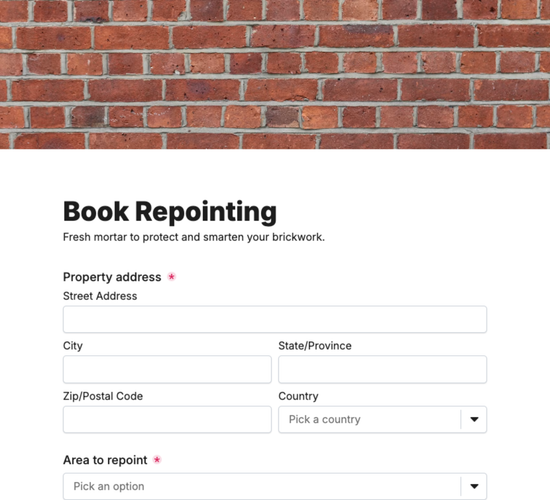 Repointing Booking Form