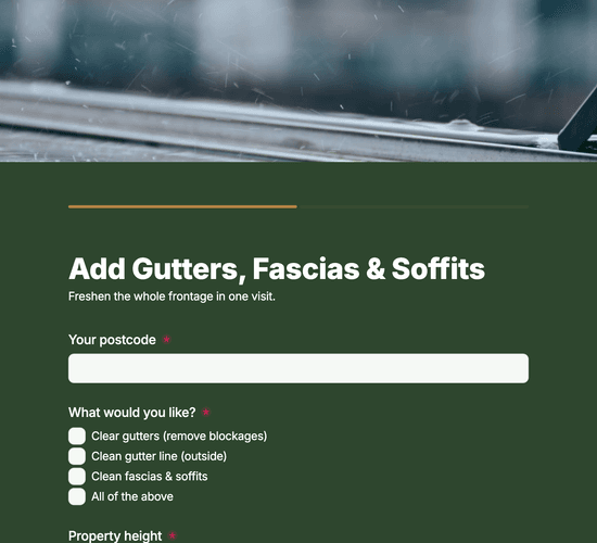Gutter, Fascia & Soffit Clean Add-On Form