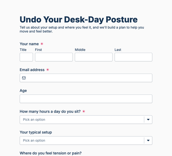 Postural / Desk-Worker Coaching Intake Form