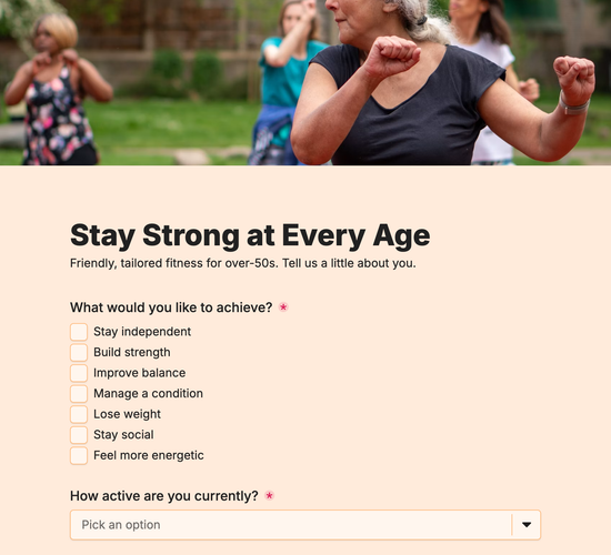 Senior Fitness Intake Form