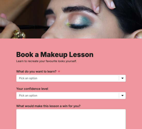 Makeup Lesson Booking Form