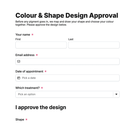 PMU Colour & Shape Design Approval Form