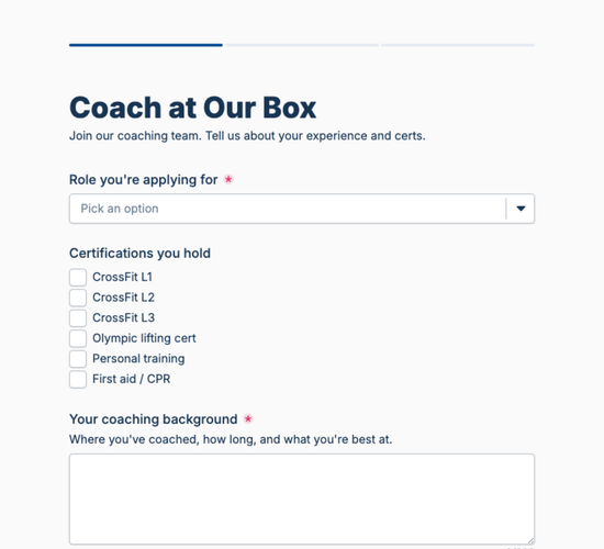 CrossFit Coach Application Form