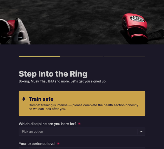 Boxing & Martial Arts Membership Form