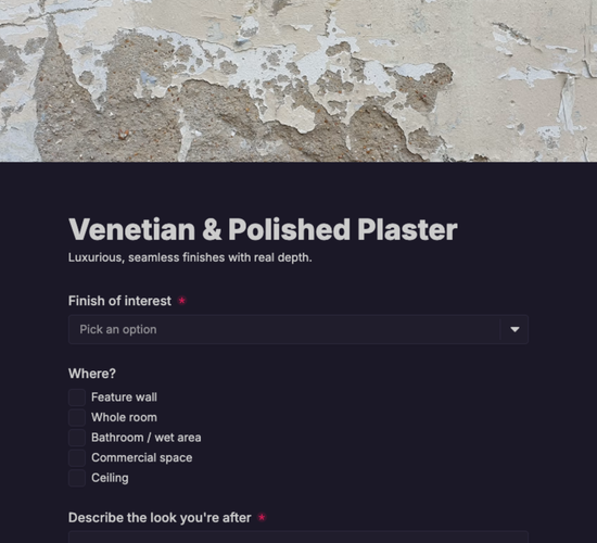 Polished Plaster Inquiry Form