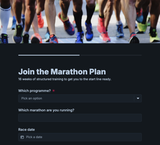 Marathon Training Program Enrollment Form