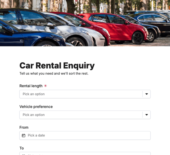 Car Rental Inquiry Form