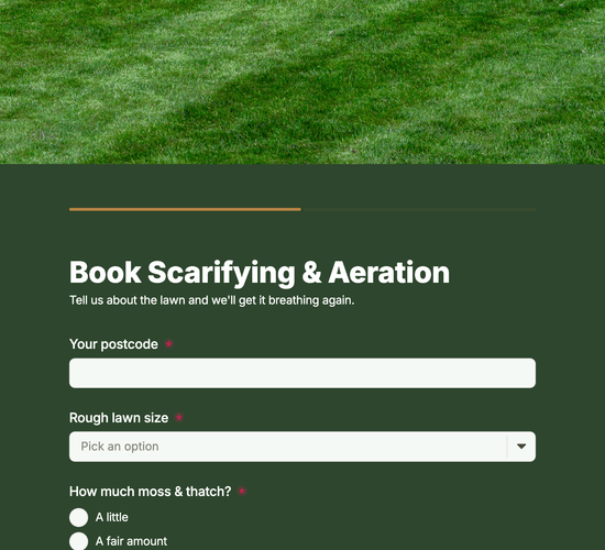 Scarification & Aeration Booking Form
