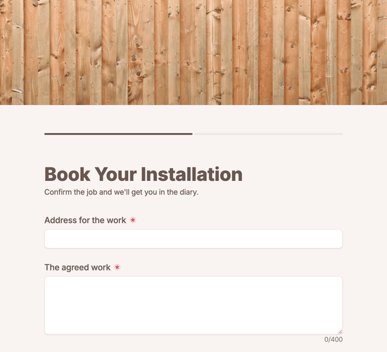 Fence & Deck Installation Booking Form