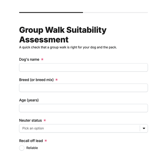 Group Walk Suitability & Temperament Assessment Form