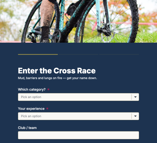 Cyclocross Race Entry Form
