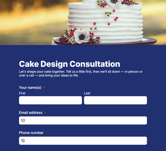 Cake Design Consultation Form