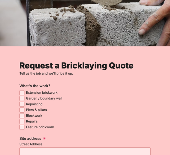 Bricklaying Quote Request Form