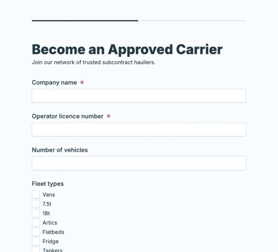 Carrier Subcontractor Onboarding Form
