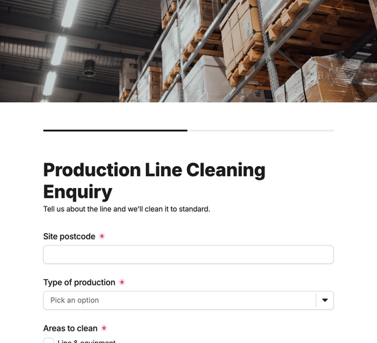 Factory & Production Line Cleaning Enquiry Form