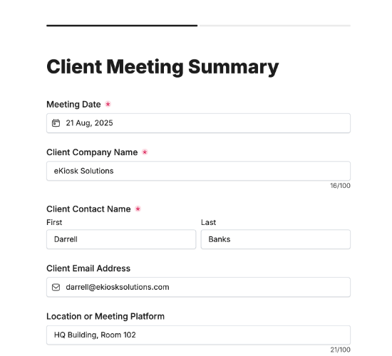 Client Meeting Summary Form