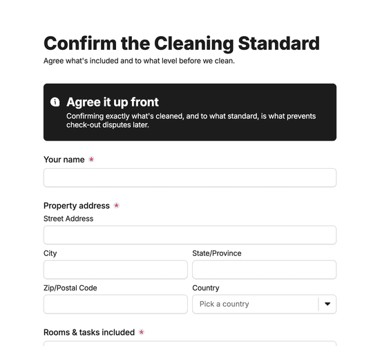 Tenancy Check-Out Clean Standard Confirmation Form