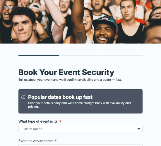 Event Security Booking Form