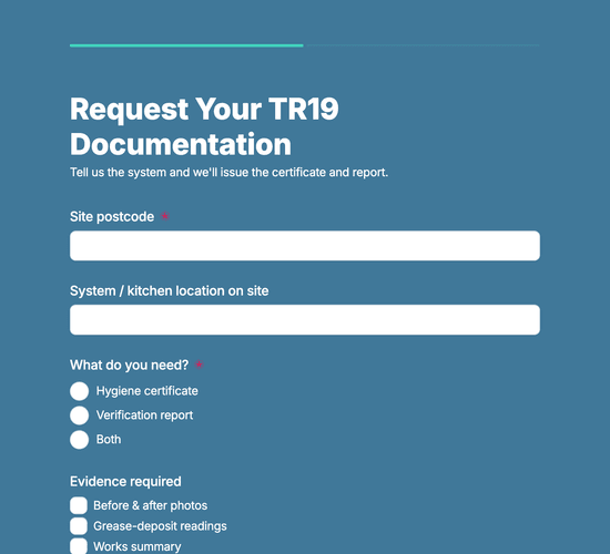 TR19 Hygiene Certificate & Verification Report Request Form