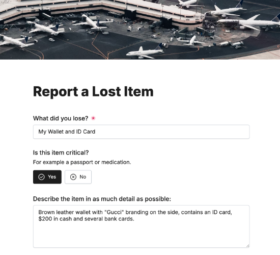 Lost Property Submission Form