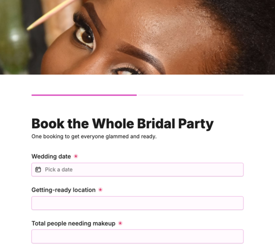Bridal Party Makeup Group Booking Form