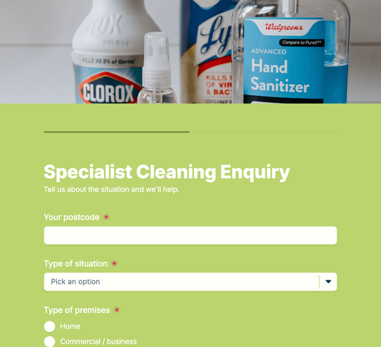 Specialist Cleaning Quote Request Form