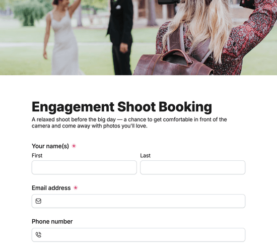 Engagement Shoot Booking Form