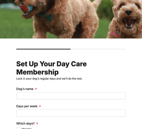 Day Care Membership & Package Sign-Up Form