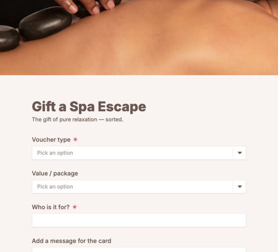Spa Gift Voucher Order Form