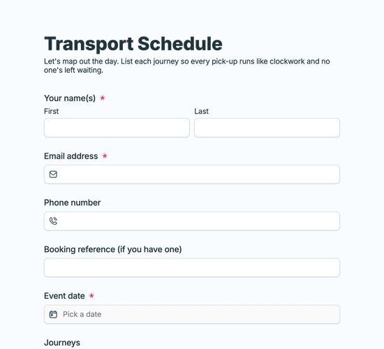 Transport Schedule Form