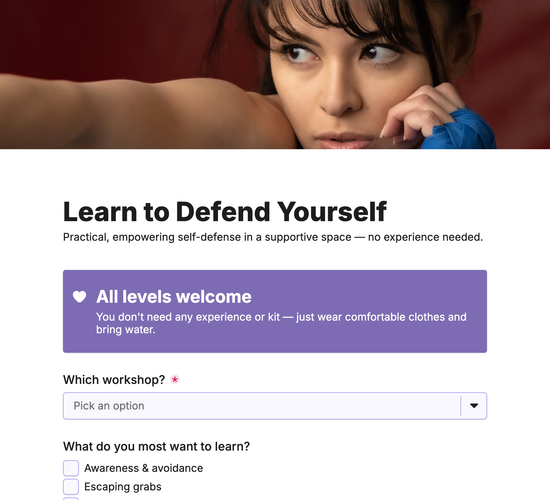 Women's Self-Defense Workshop Registration Form