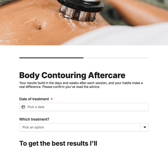 Body Contouring Aftercare Acknowledgement Form