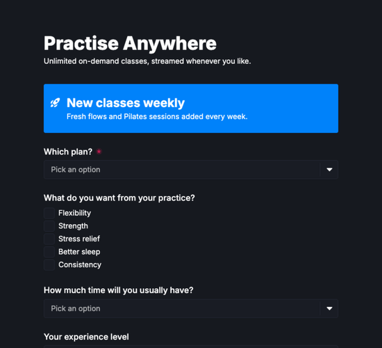 Online & On-Demand Membership Sign-Up Form