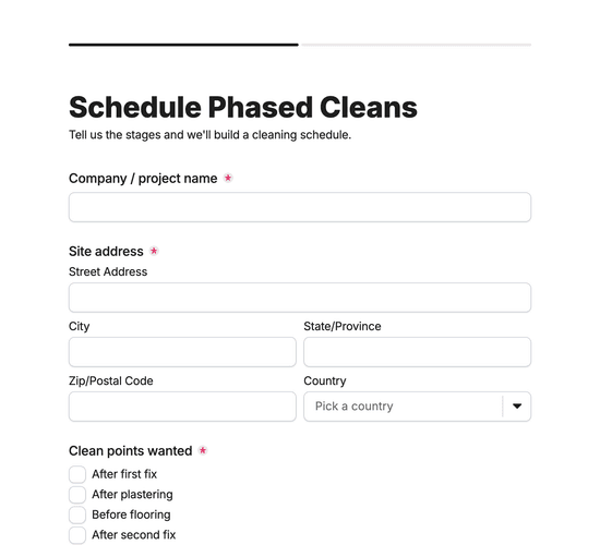 Phased Builders Clean Schedule Form
