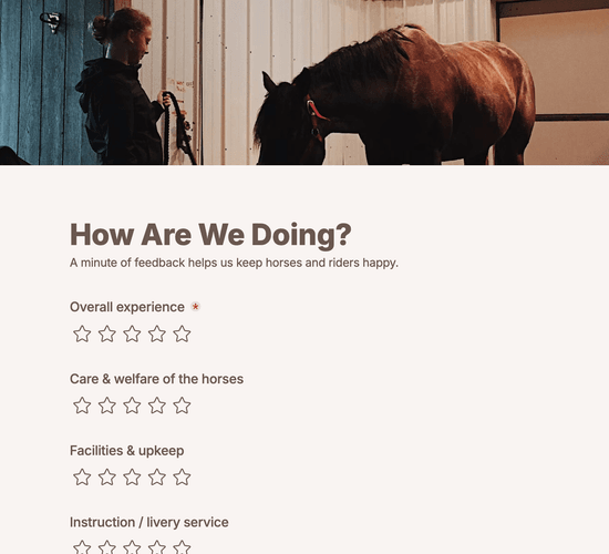 Livery & Riding School Feedback Form