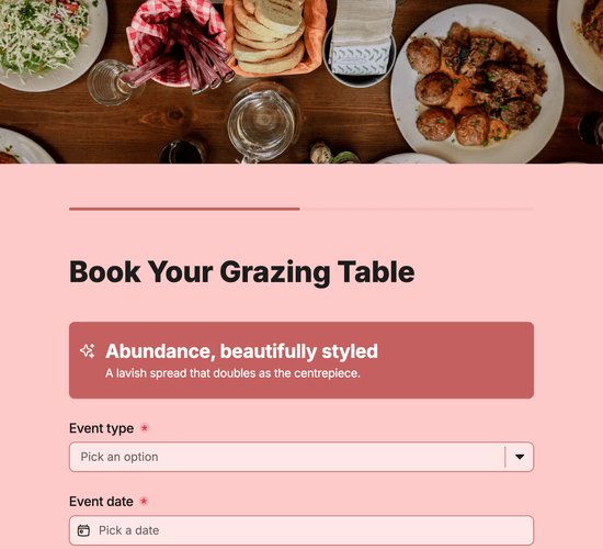 Grazing Table Booking Form