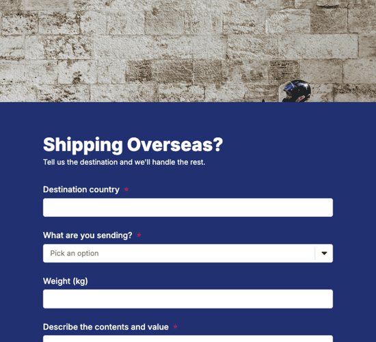 International Shipping Inquiry Form