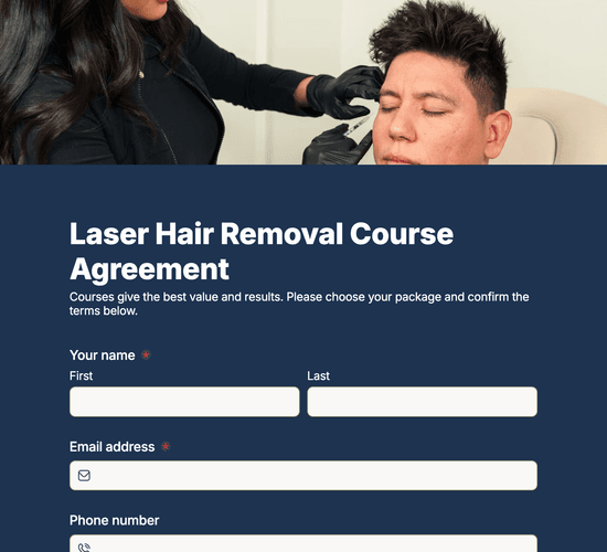 Laser Hair Removal Course Agreement Form