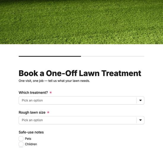 One-Off Lawn Treatment Booking Form