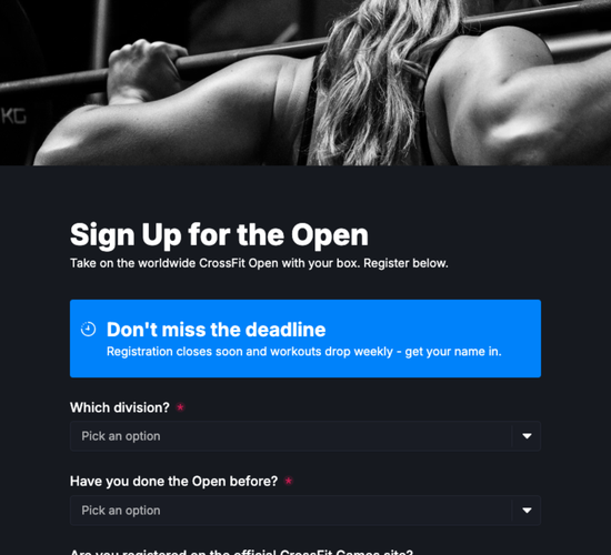 CrossFit Open Registration Form