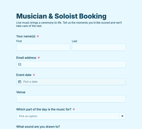 Musician & Soloist Booking Form