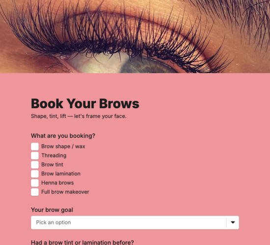 Brow Treatment Booking Form