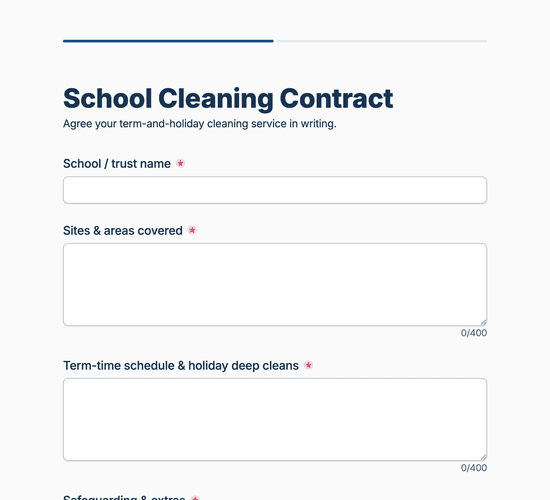 School Cleaning Contract Agreement Form