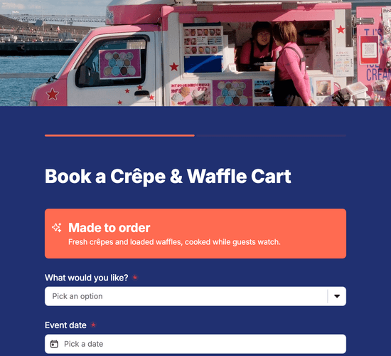 Crêpe & Waffle Cart Booking Form